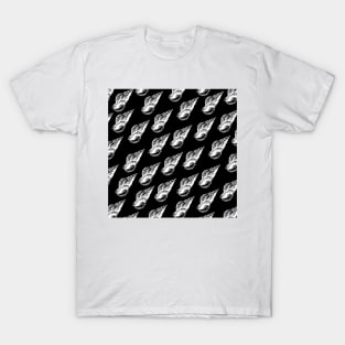 tulip shell aloha print pattern black and white T-Shirt